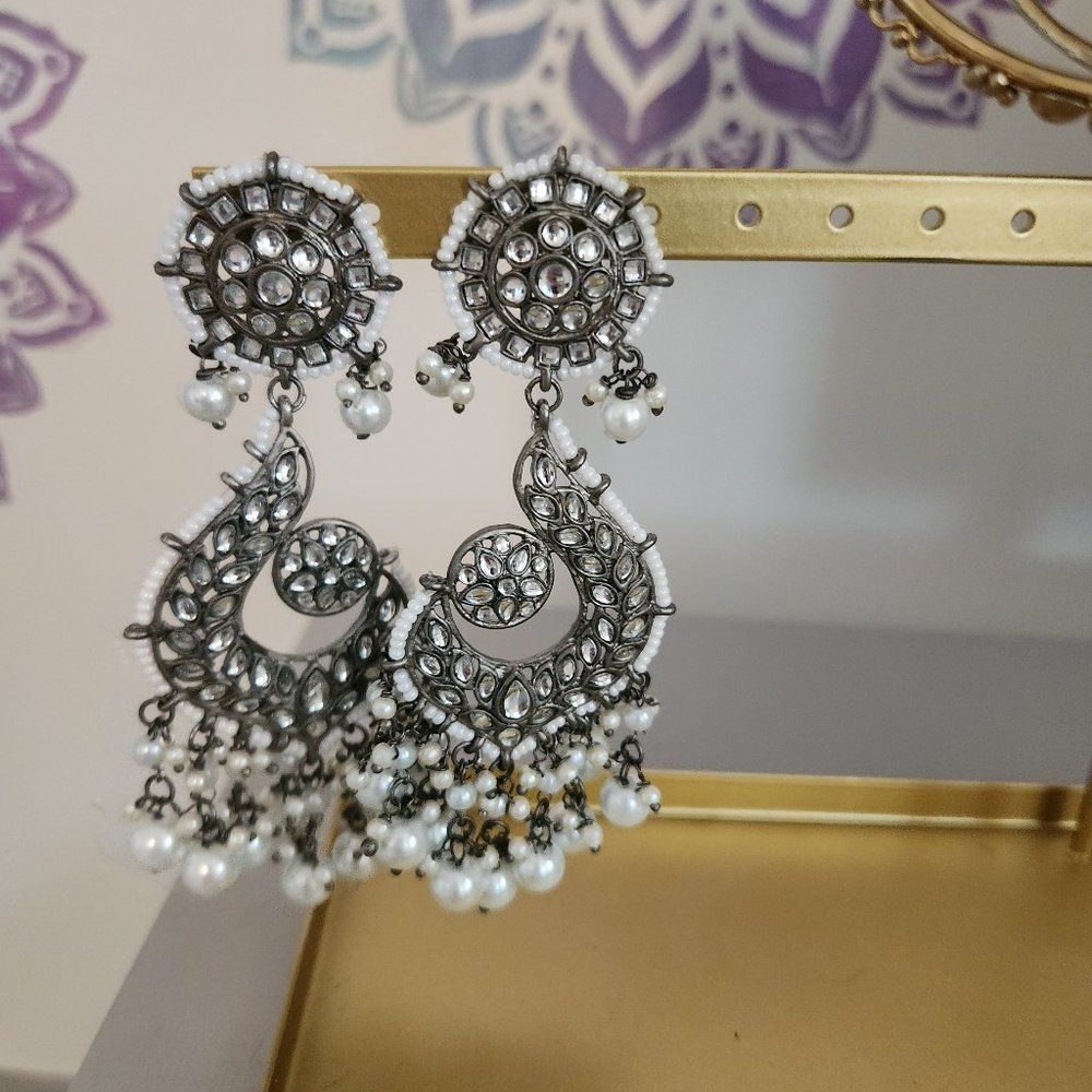 Silver and pearl Jhumkas